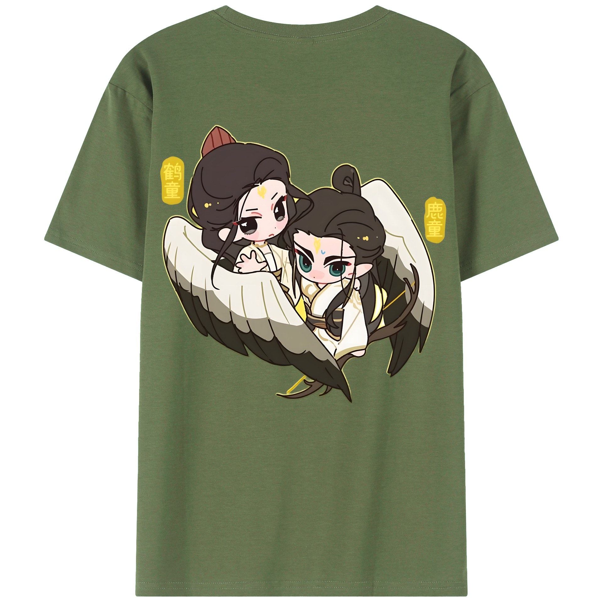 （画像用） Ne Zha 2 ナタ 魔童の大暴れ 綿100％ メンズ半袖Tシャツ（バックプリント） 通気性